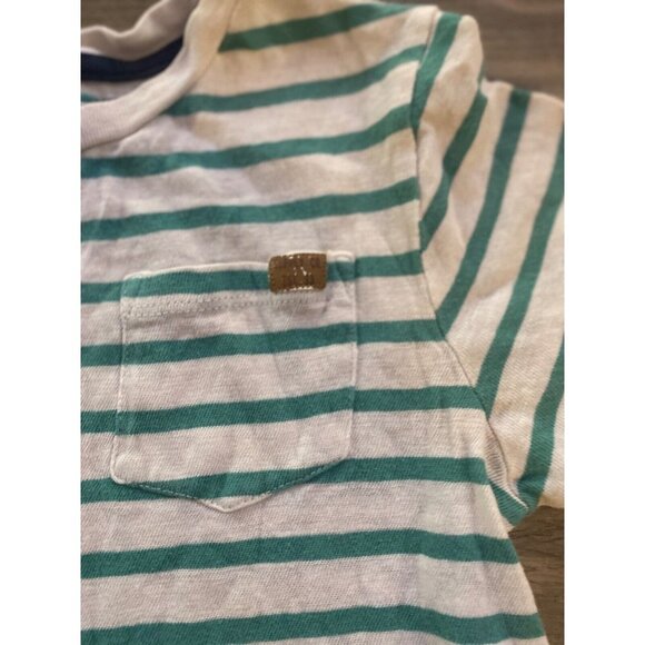 H&M Boys Striped Shirt Size US 4-6Y Green and White Striped with Pocket - Picture 9 of 13
